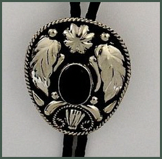 German Silver and Onyx Bolo Tie